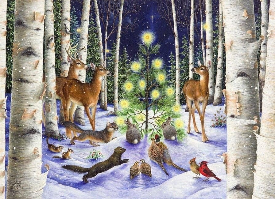 Лес с животными рисунок фото
