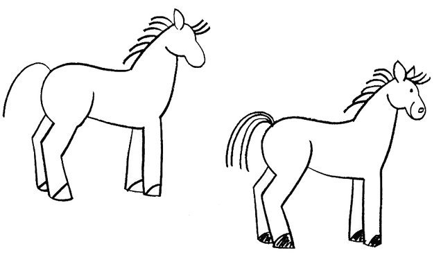 Лошадь рисунок детский самый простой фото