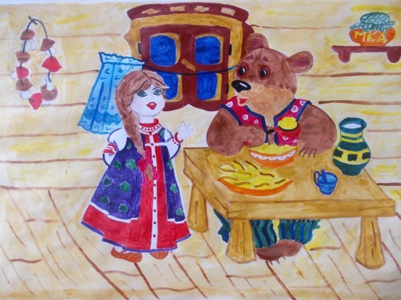Маша и медведь детский рисунок к сказке фото