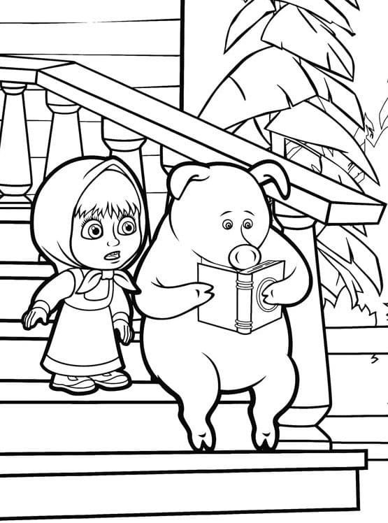 Маша и медведь контурный рисунок фото
