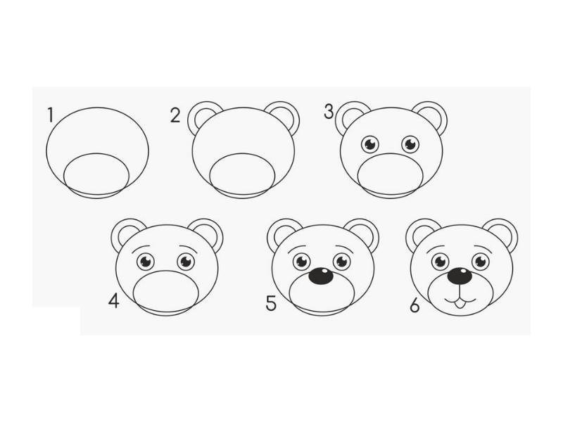 Медвежонок рисунок для детей карандашом поэтапно легко фото
