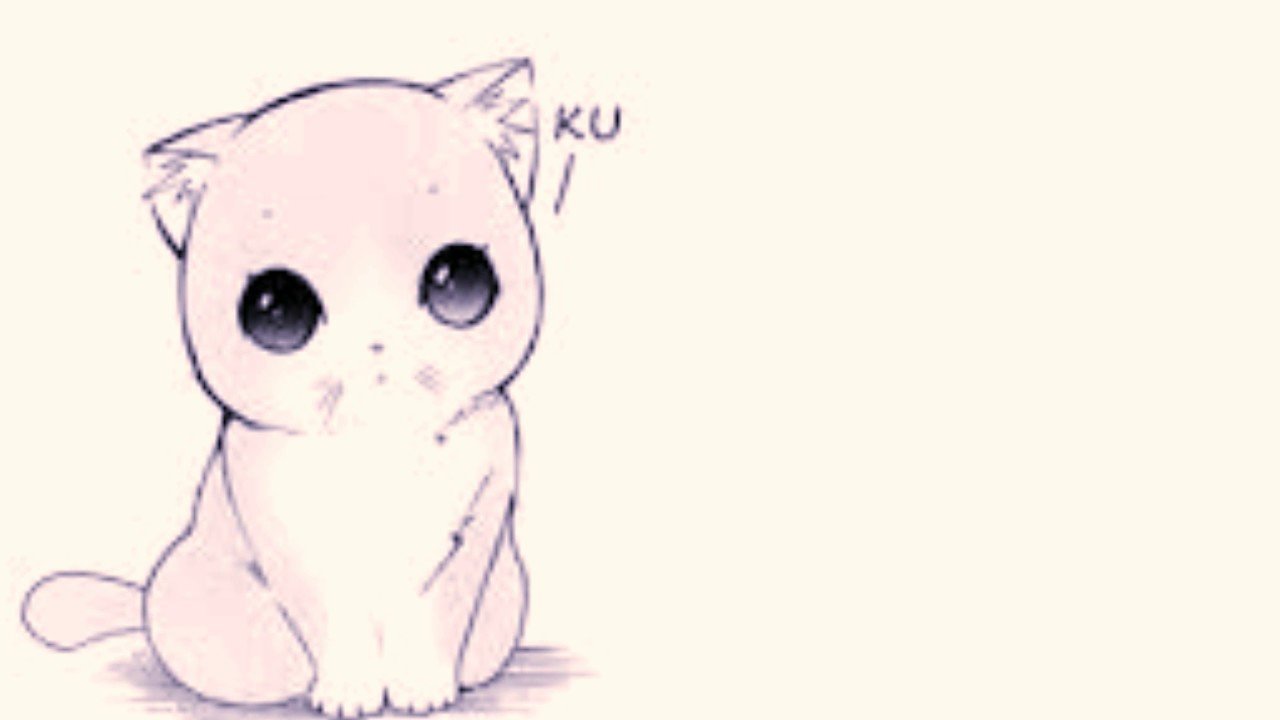 Милый котик рисунок аниме простой фото