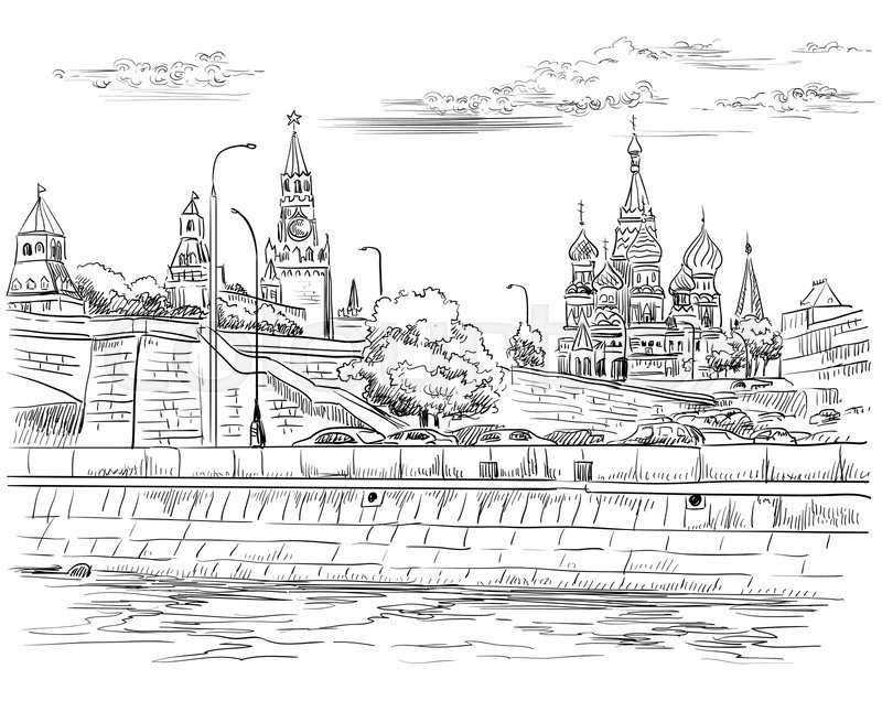 Московский кремль контурный рисунок фото