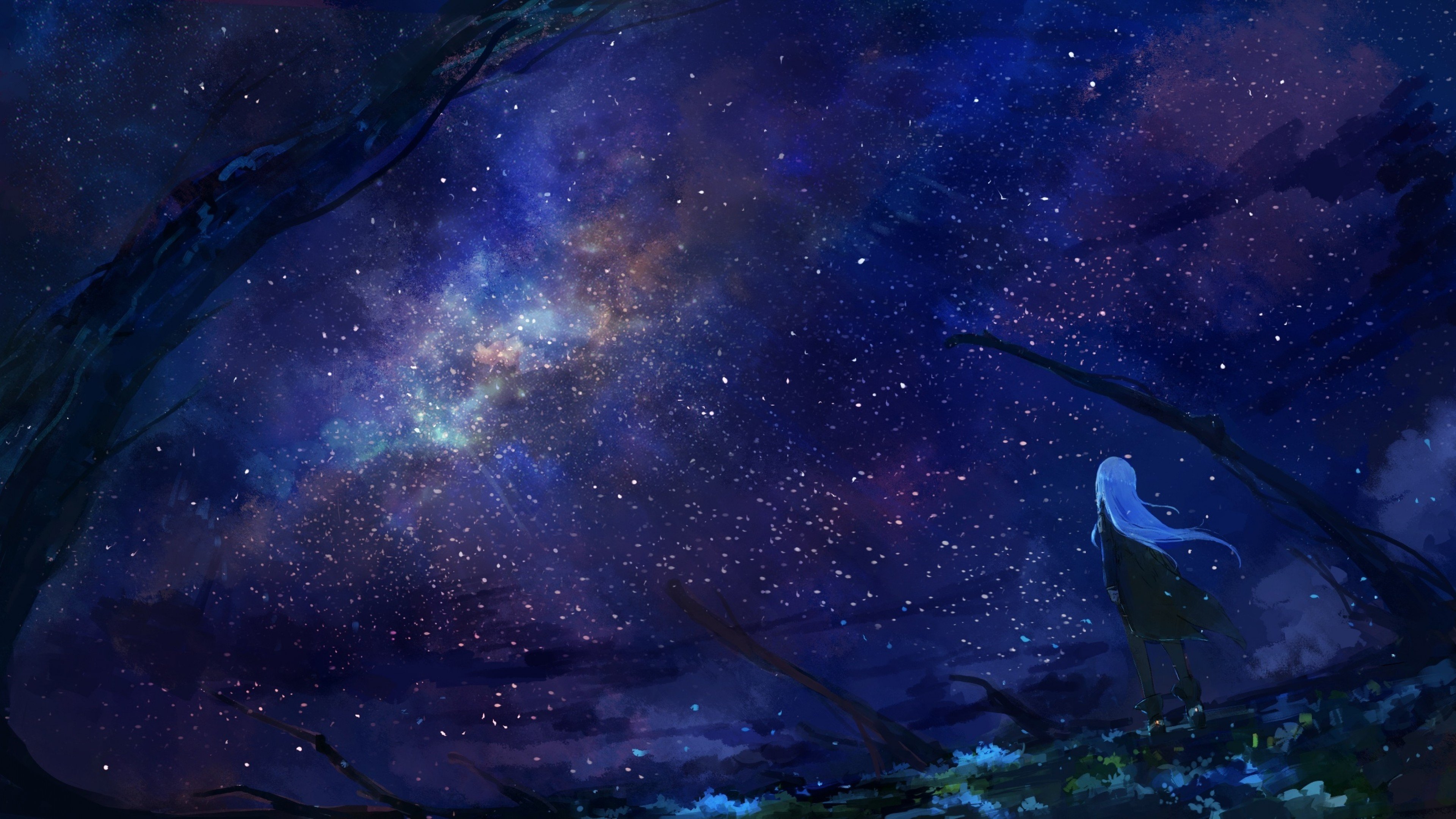 Ночное небо рисунок арт фото