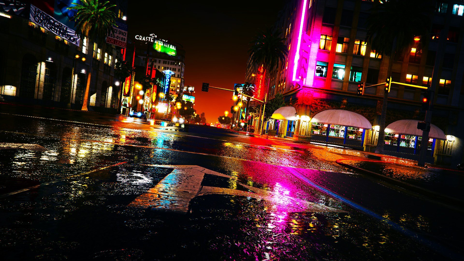Ночной город лос анджелес обои фото