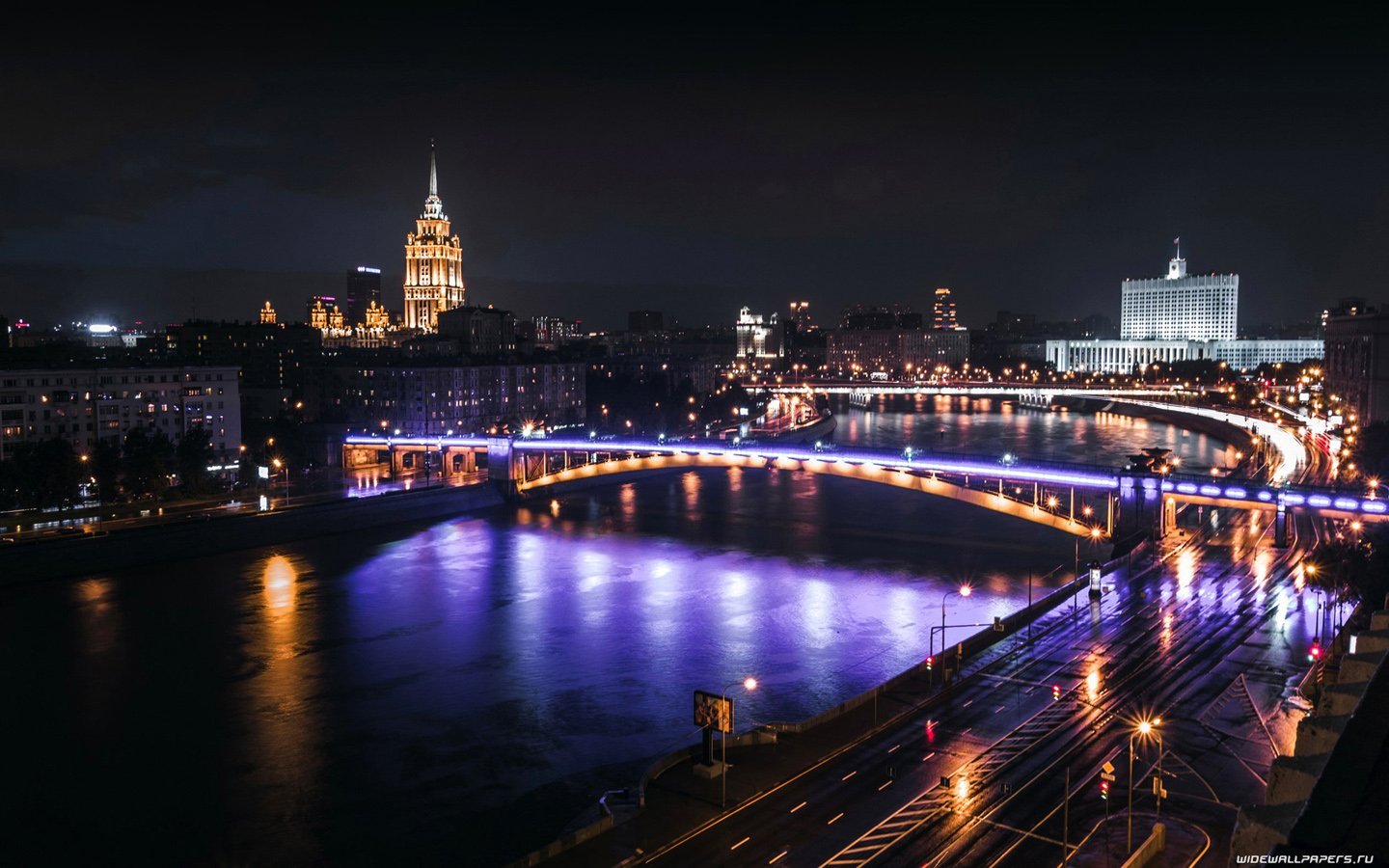 Ночной город Москва обои фото