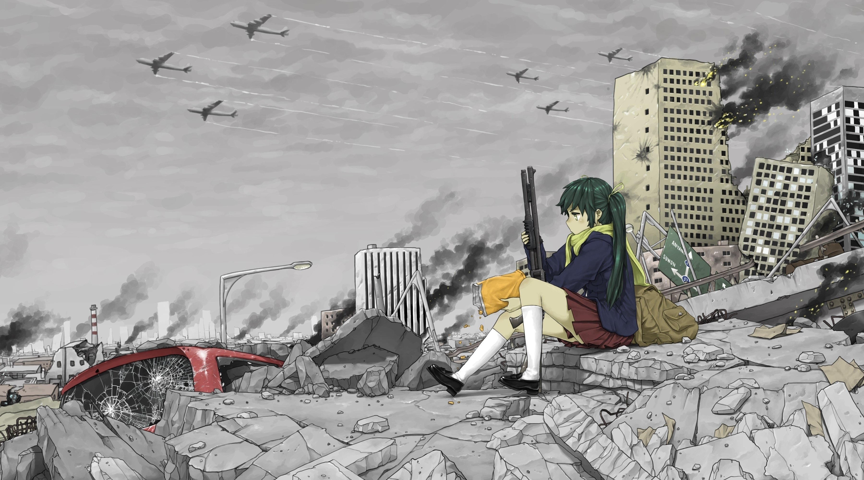 Обои аниме разрушенный город фото