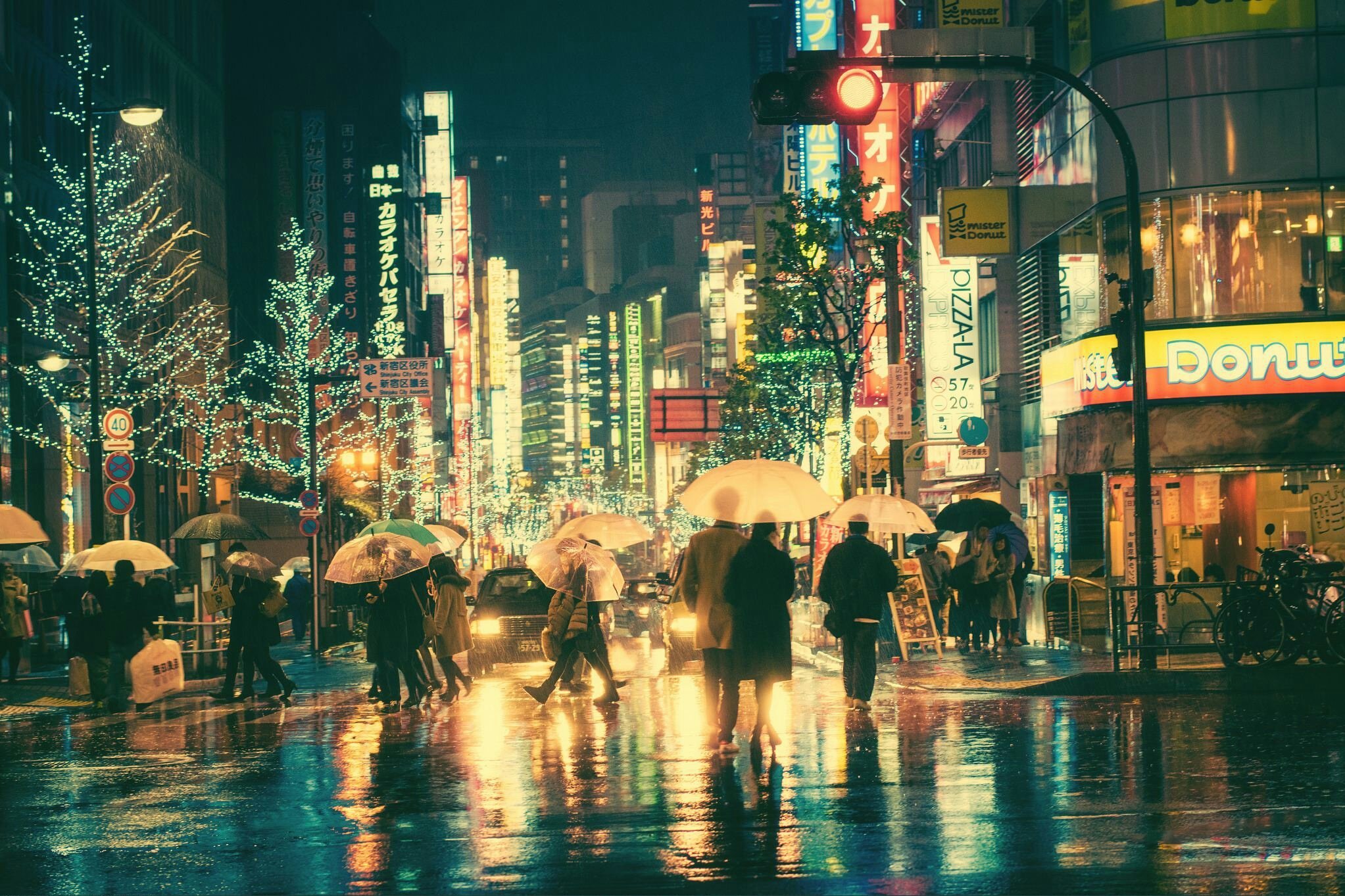 Обои дождь город япония фото