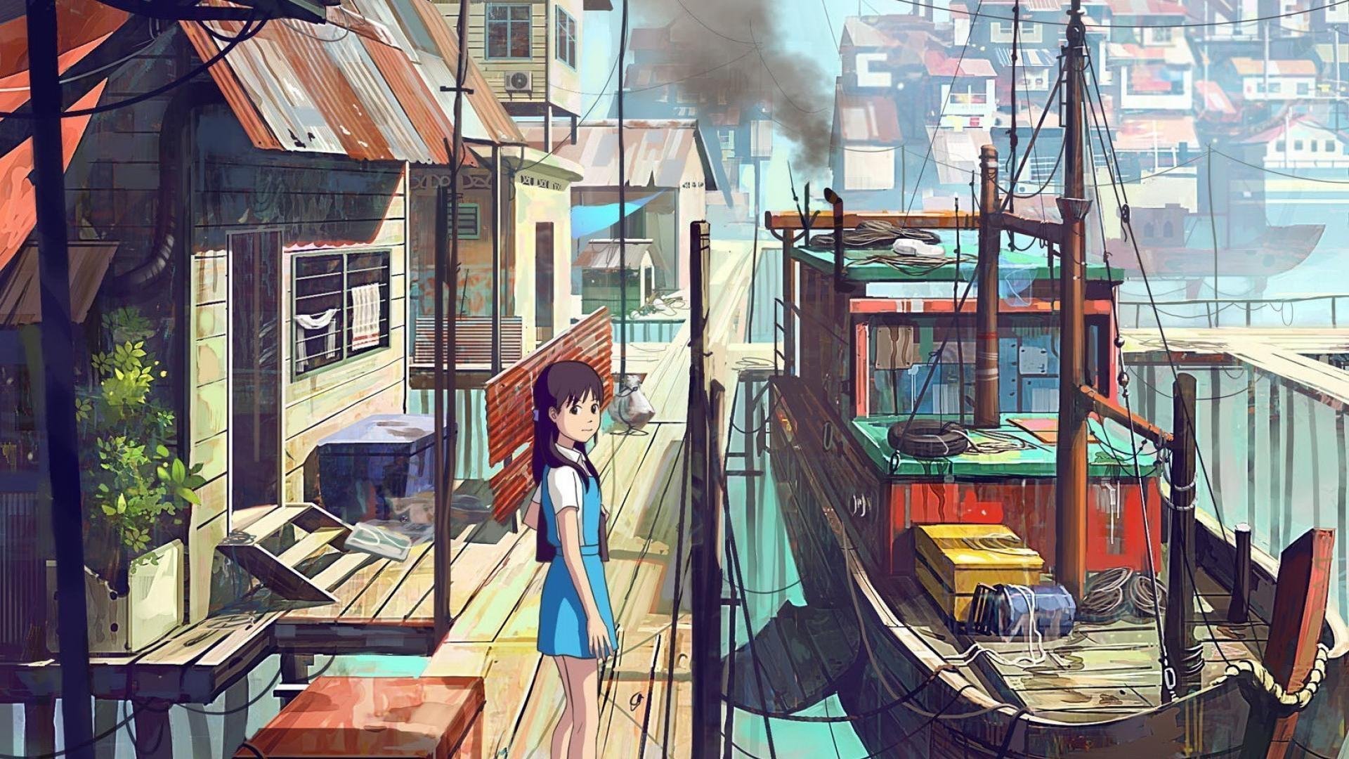 Обои города в стиле аниме фото