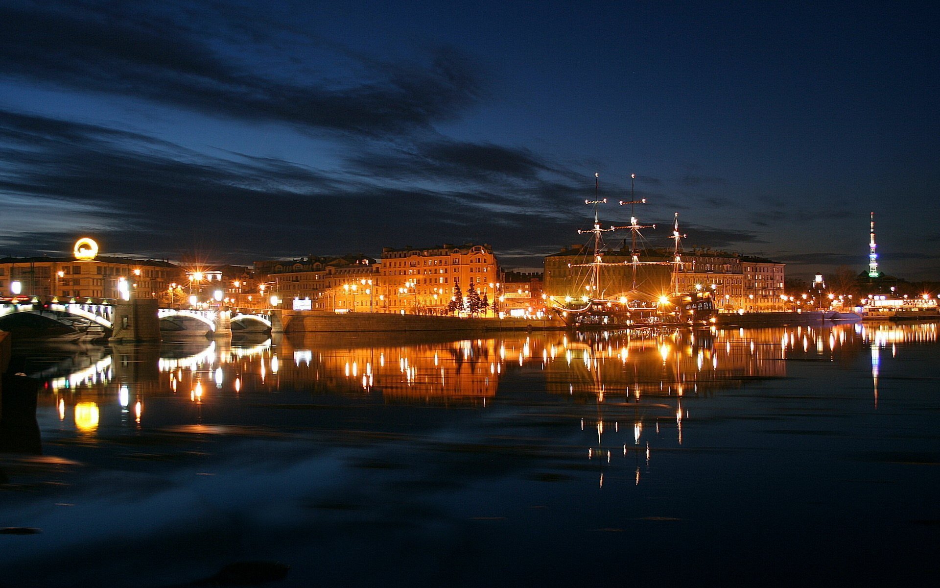 Обои ночной город санкт петербург фото