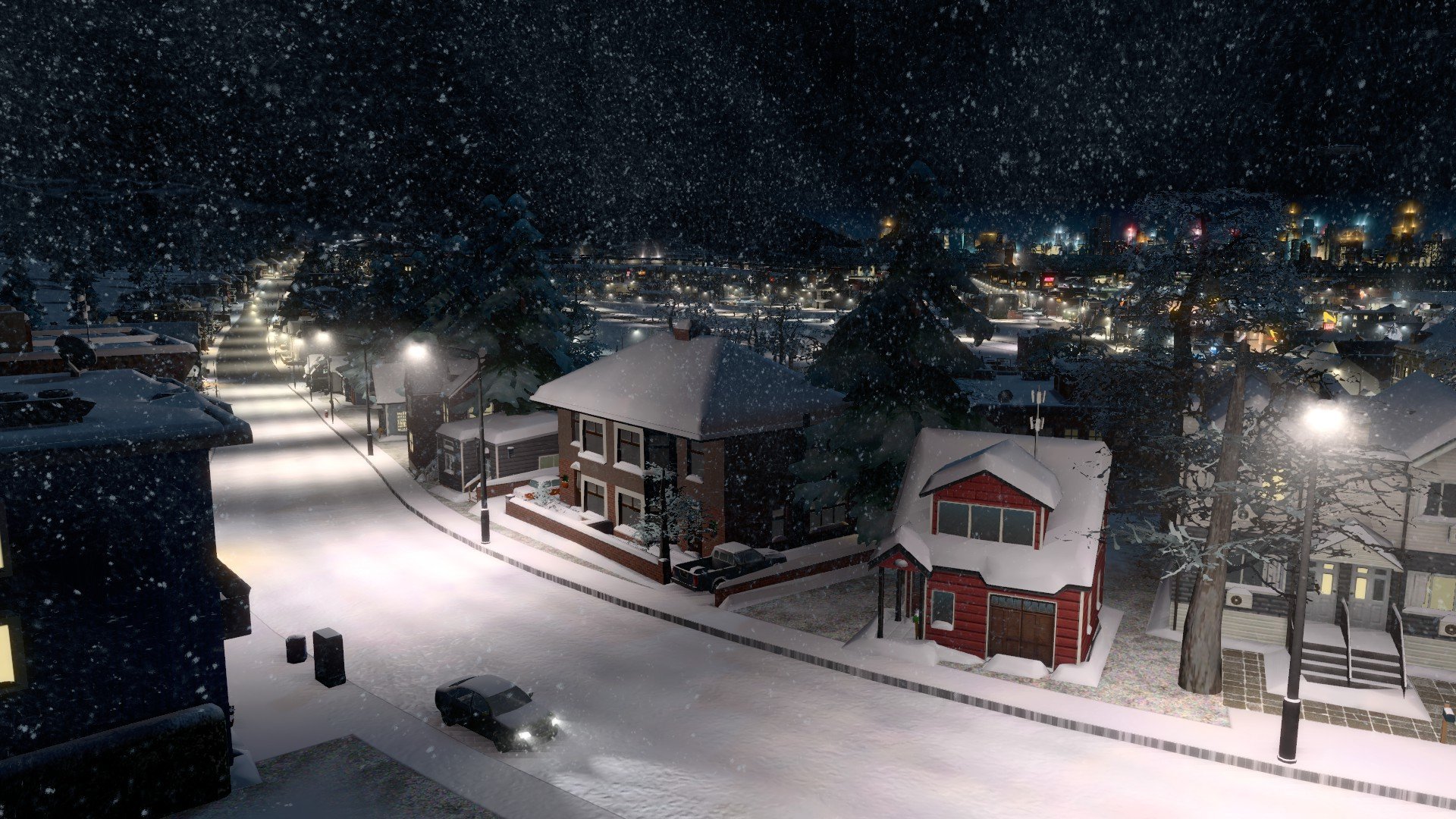 Обои ночные города снег фото