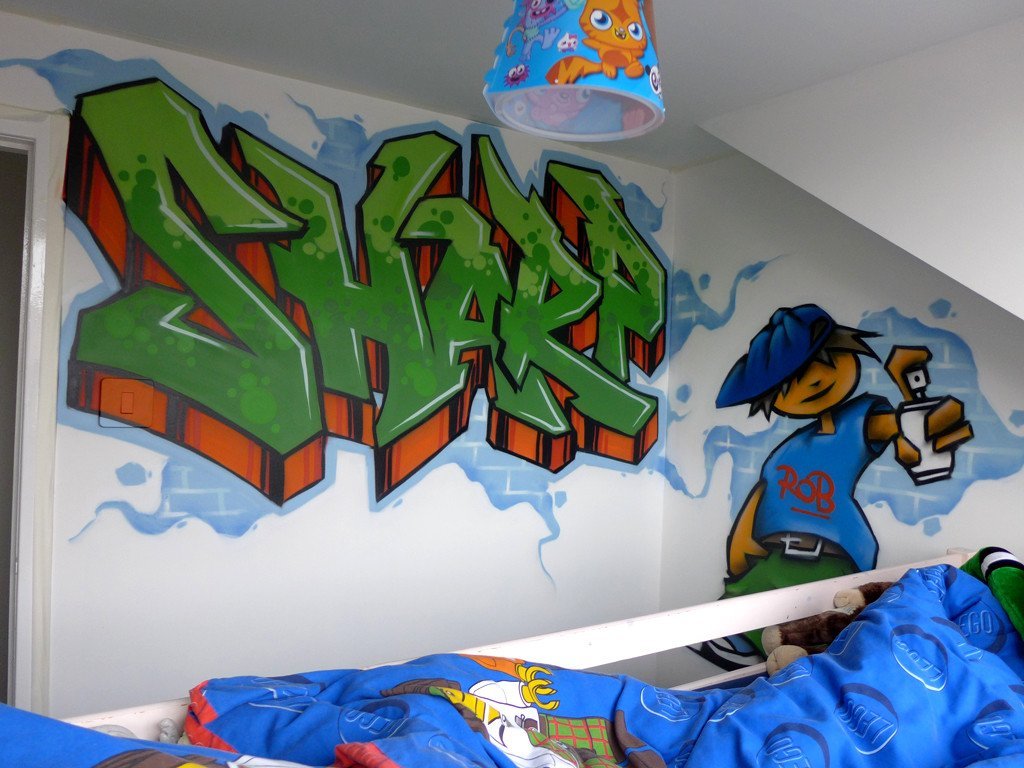 Обои с рисунком граффити в комнату мальчика фото