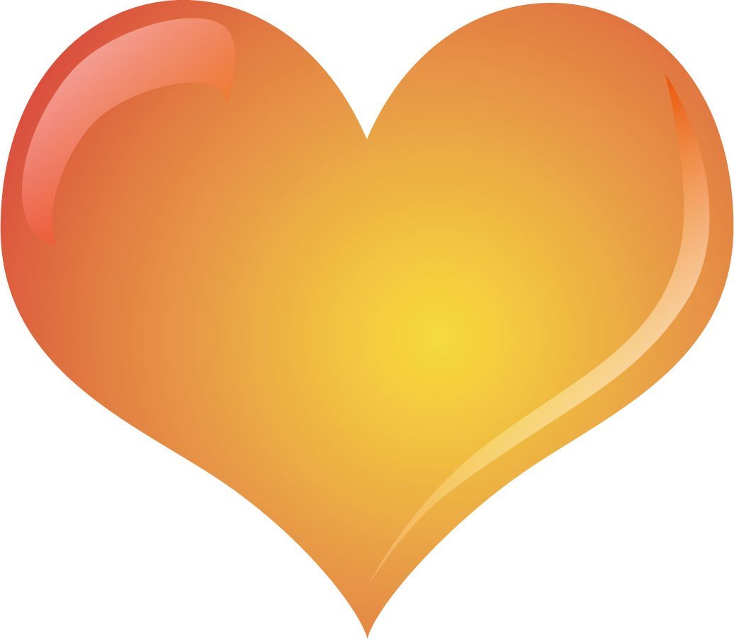 Оранжевое сердце на прозрачном фоне фото