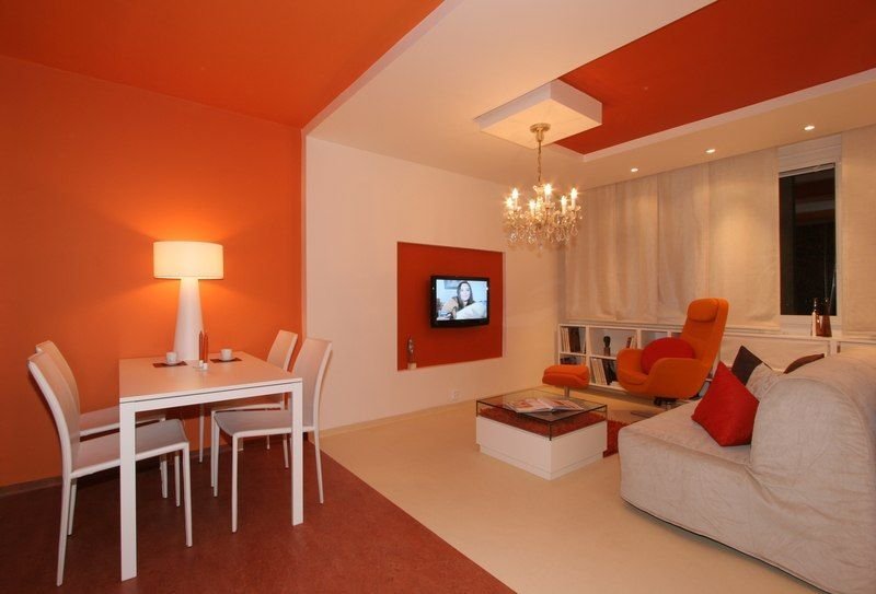 Оранжевые обои дома фото