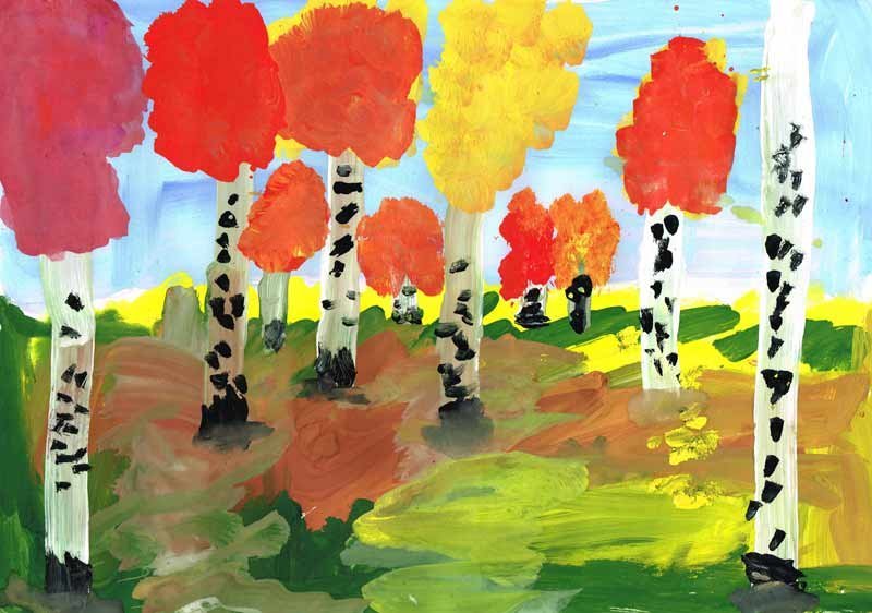 Осенний пейзаж в детский сад рисунок фото
