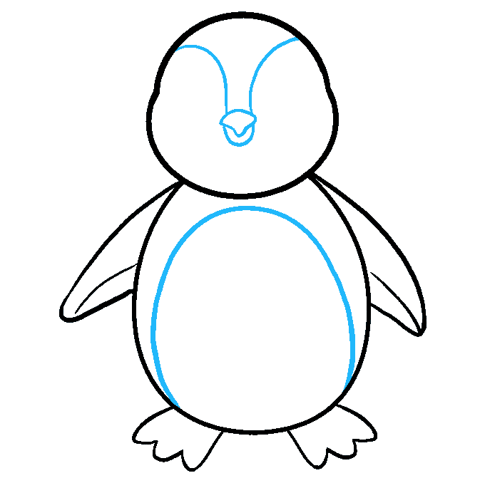 Пингвин рисунок поэтапно карандашом легко фото