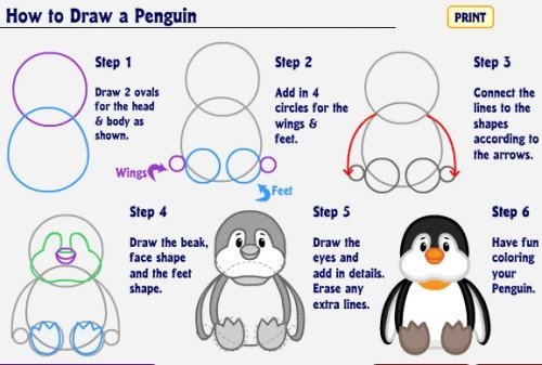Пингвиненок рисунок для детей поэтапно фото