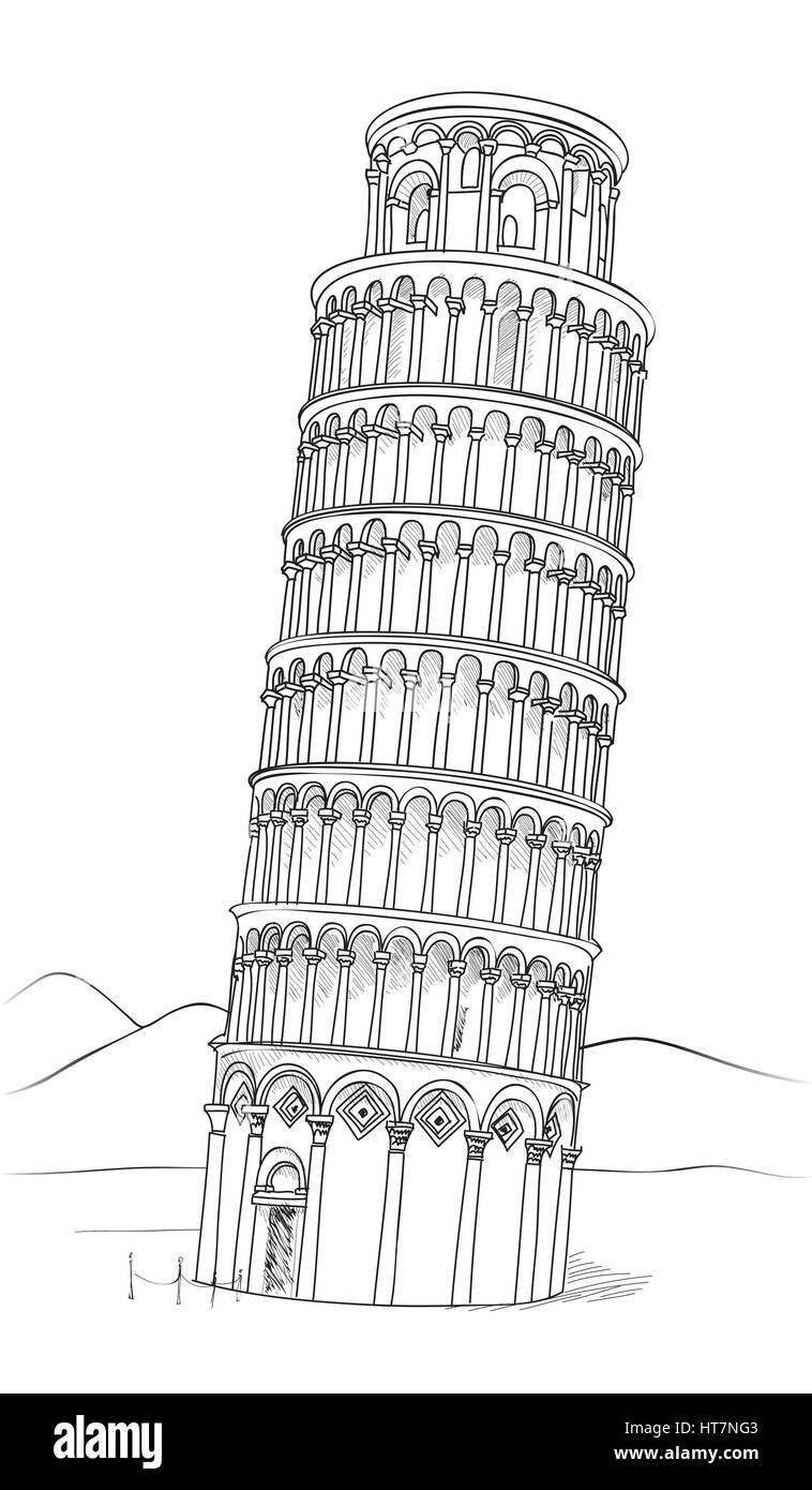 Пизанская башня рисунок поэтапно фото