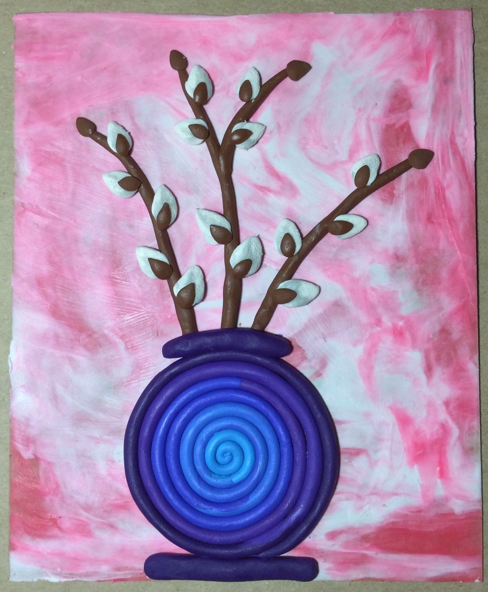 Поделки из пластилина ваза с цветами на картоне идеи по изготовлению своими руками фото