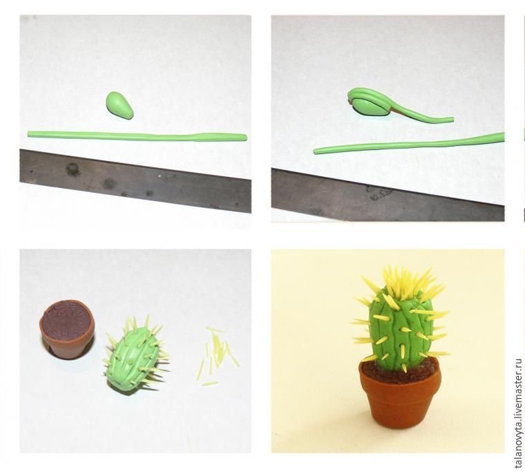 Поделки кактус из пластилина и зубочисток идеи по изготовлению своими руками фото