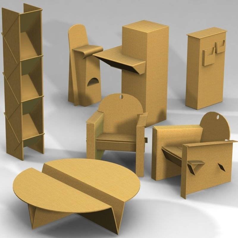 Поделки мебель из картона  идеи по изготовлению своими руками фото