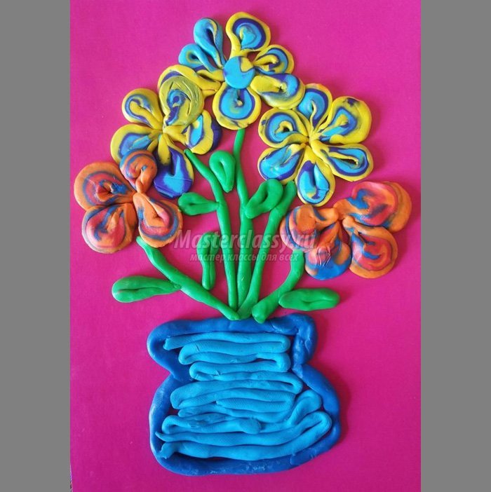 Поделки цветы из пластилина картина идеи по изготовлению своими руками фото