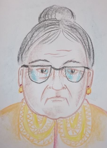 Портрет бабушки детский рисунок в школу фото
