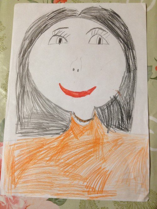 Портрет мамы в очках детский рисунок фото