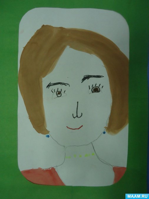 Портрет моей мамы рисунок в детском саду фото