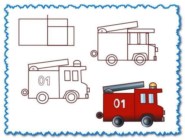 Пожарная машина рисунок детский фото