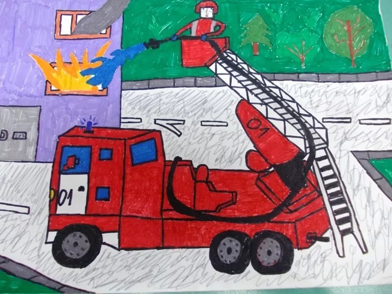 Пожарные рисунки детские рисунки фото