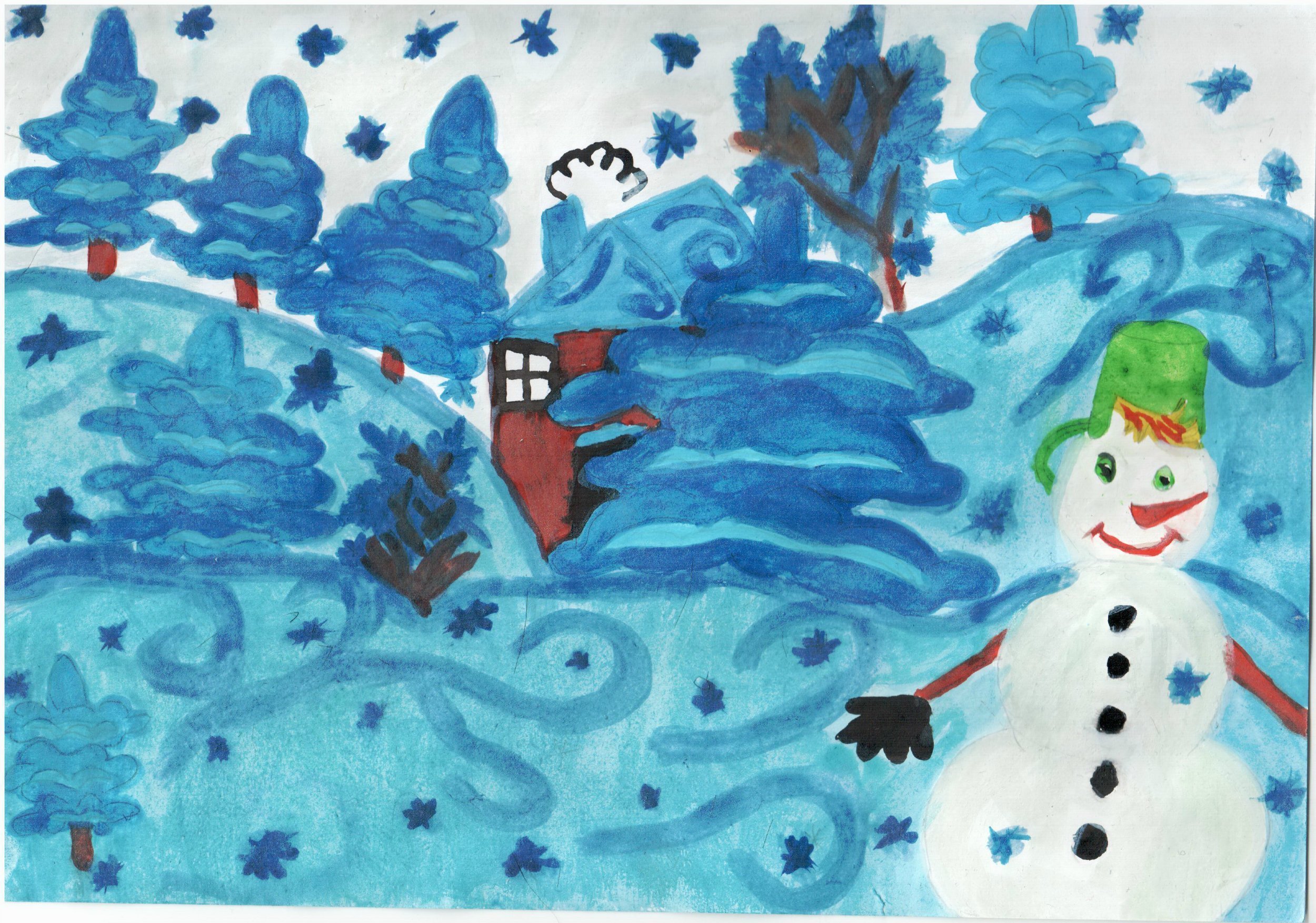 Простые детские рисунки о зиме фото