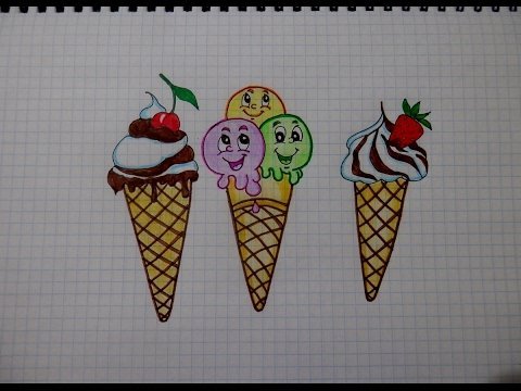 Простые рисунки в клеточку мороженое фото