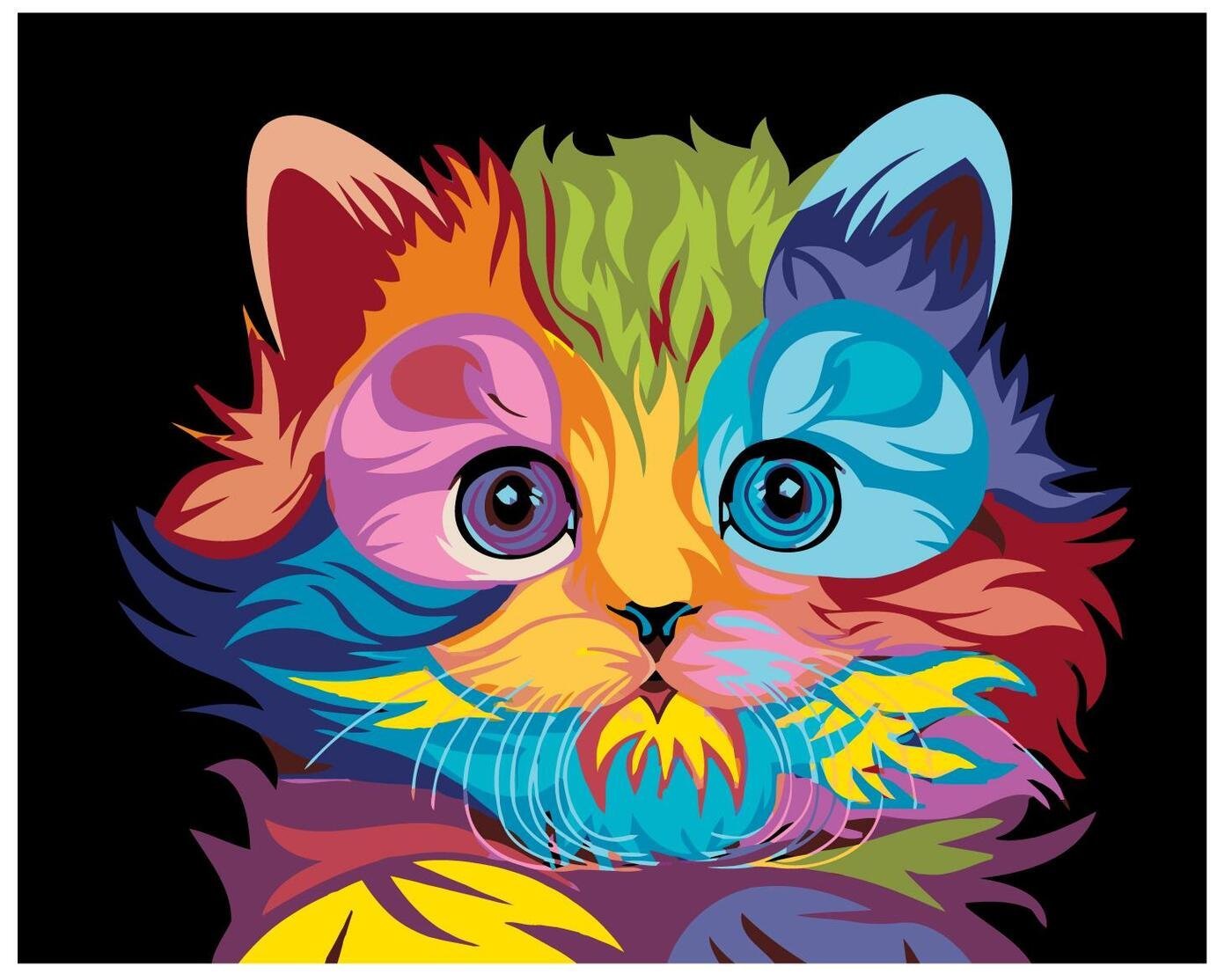 Радужный кот рисунок детский фото