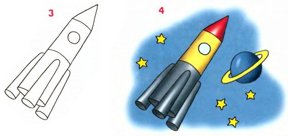 Ракета рисунок детский легкий для садика фото