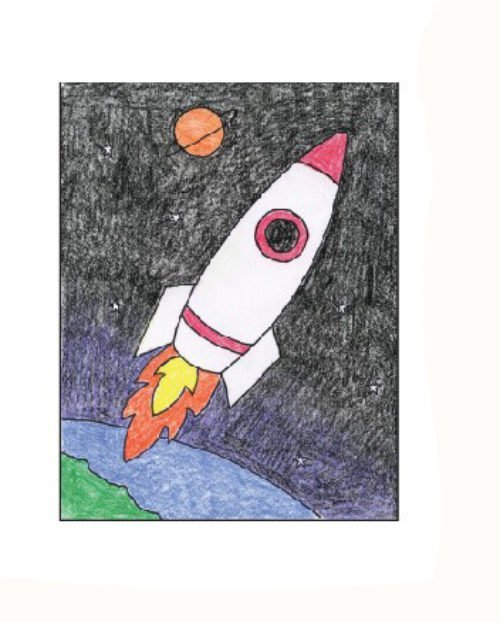 Ракета рисунок детский легкий фото