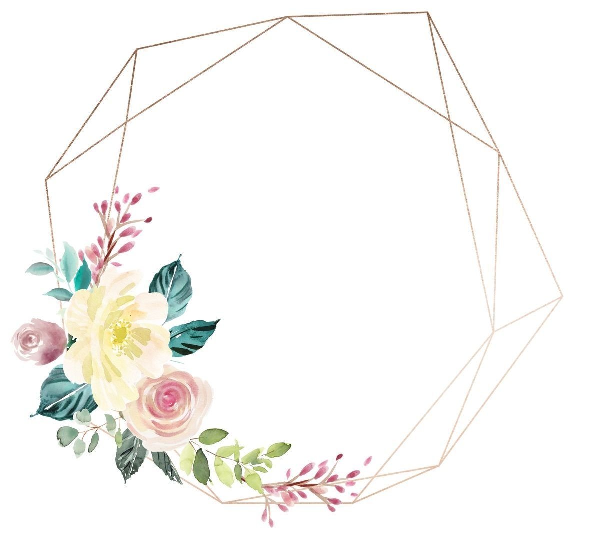 Рамка геометрия с цветами на прозрачном фоне фото