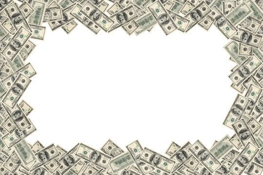 Рамка из долларов на прозрачном фоне фото