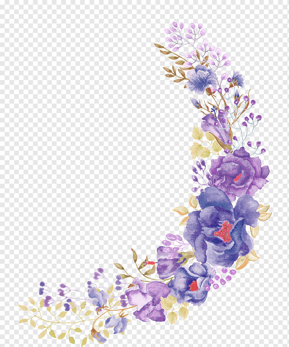 Рамка из фиолетовых цветов на прозрачном фоне фото