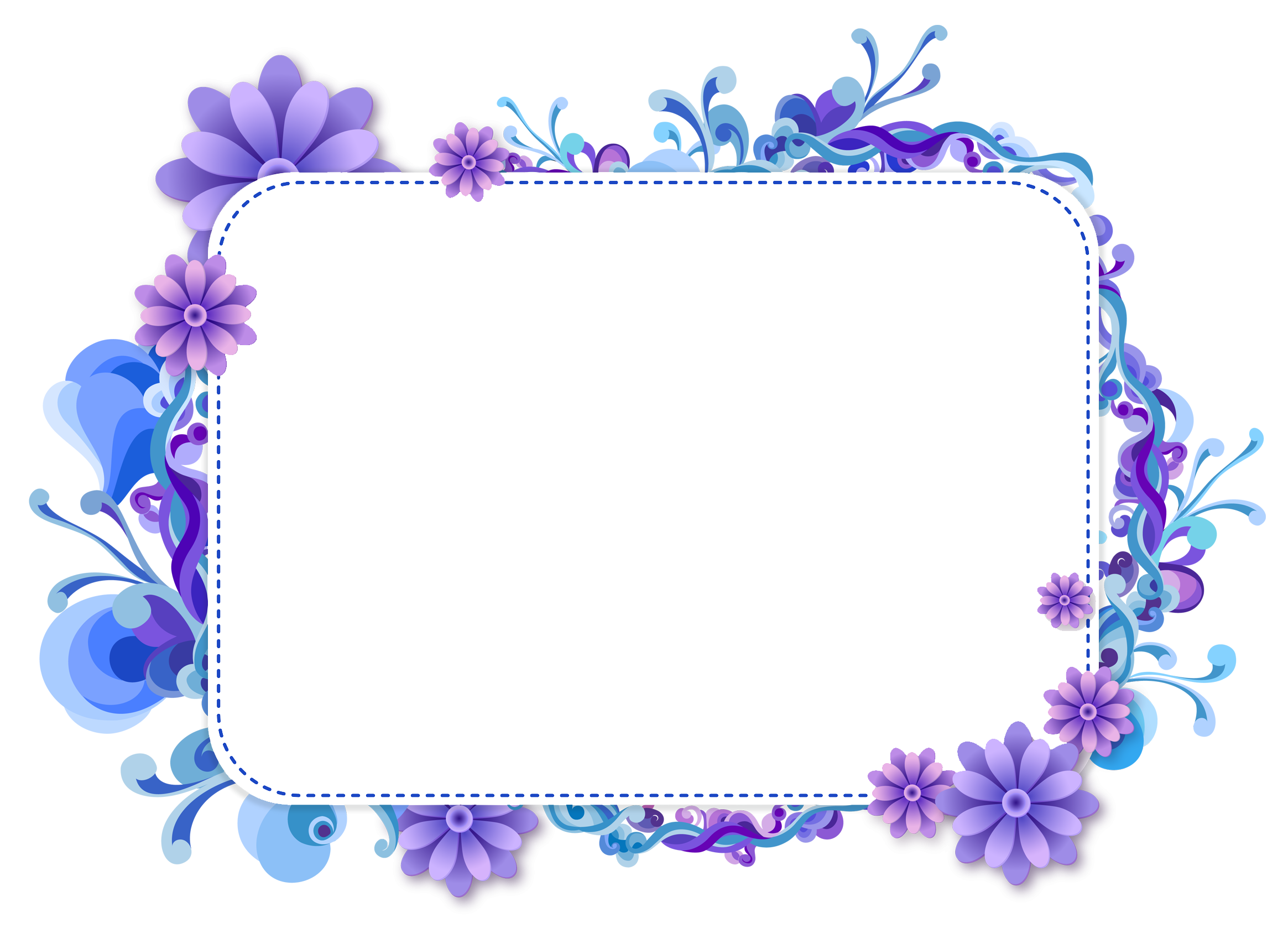 Рамка с голубыми цветами на прозрачном фоне фото