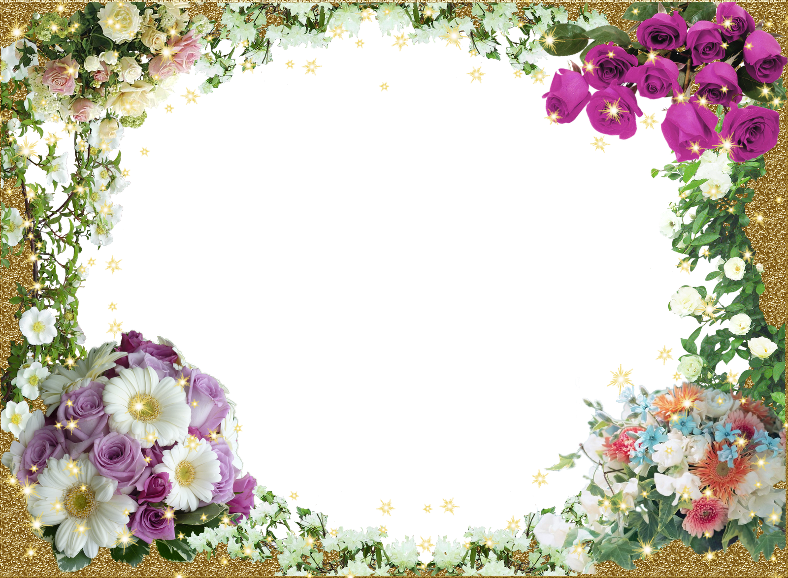 Рамка с живыми цветами на прозрачном фоне фото