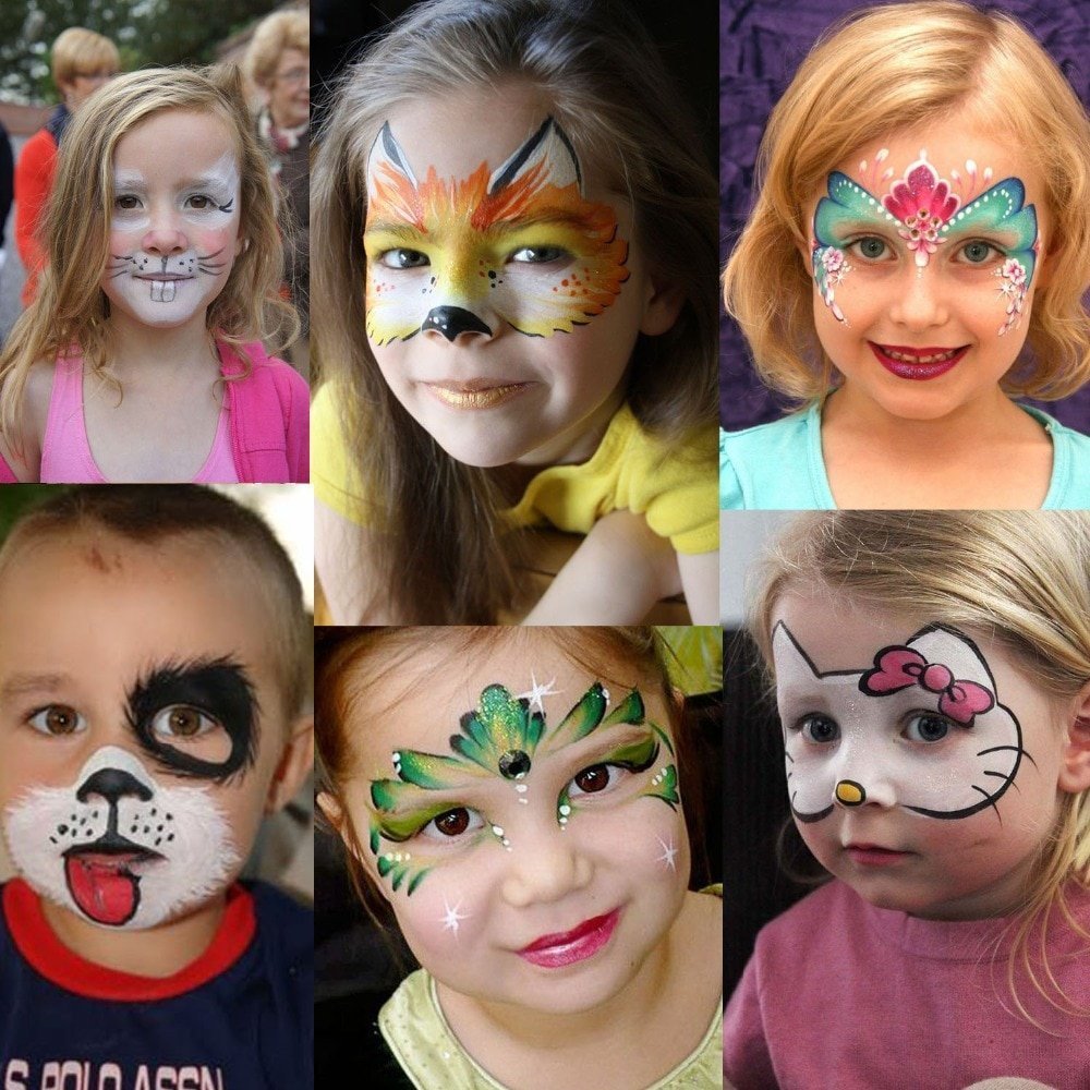 Рисунки аквагрим для начинающих на лице для детей фото