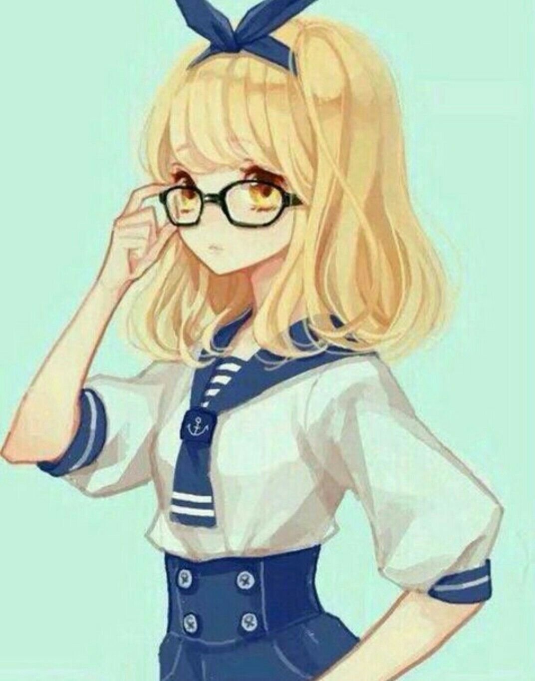 Рисунки аниме девушка в очках фото
