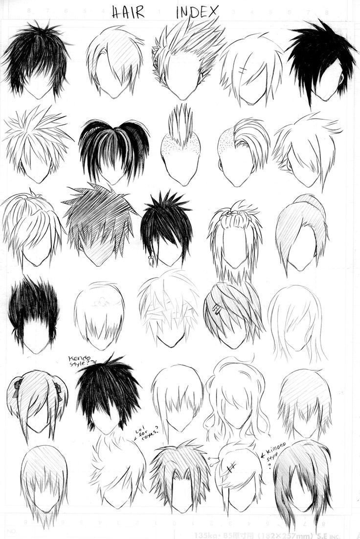 Рисунки аниме волосы мальчиков фото