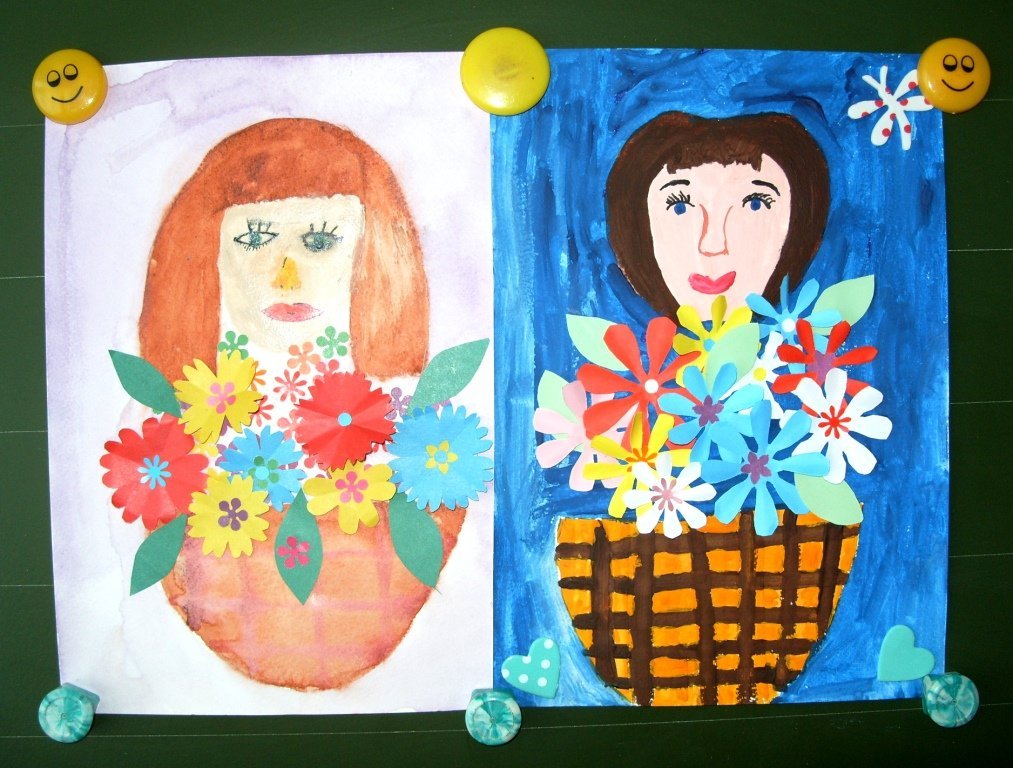 Рисунки детей на праздник день матери фото