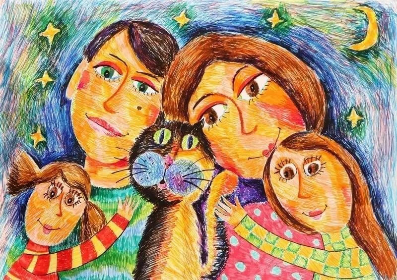 Рисунки детей на тему моя семья фото