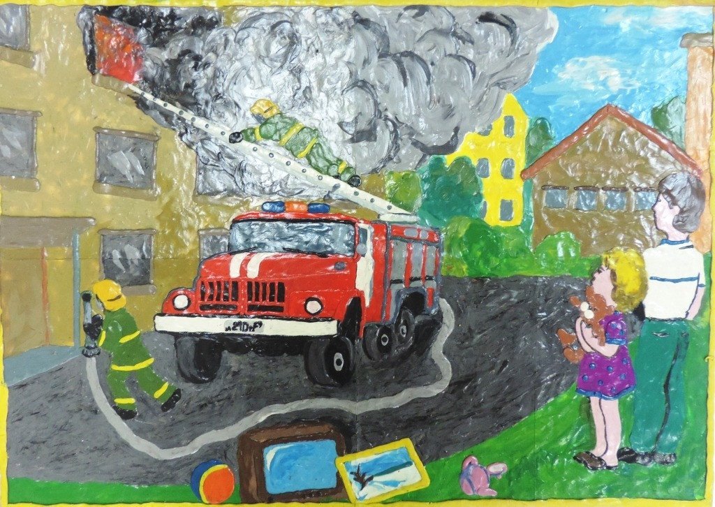 Рисунки детей на тему пожарную тему фото