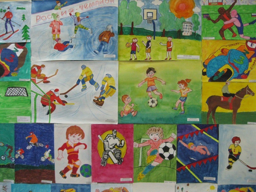 Рисунки детей о спорте в детском саду фото