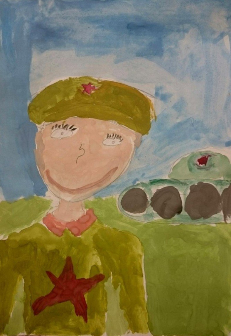 Рисунки детские герои отечества фото