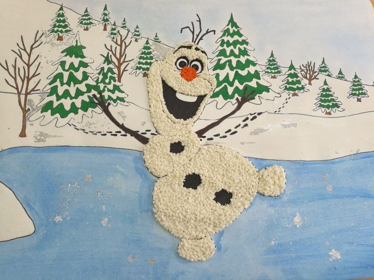 Рисунки детские о зиме в детском саду фото